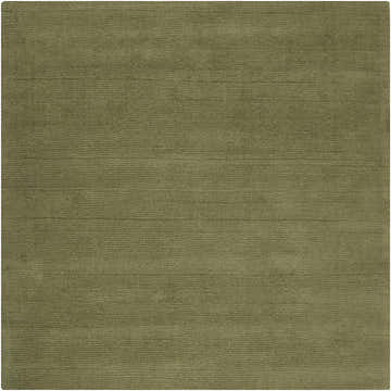 Close-up of the Brockton Solid Green Area Rug. Hand loomed wool rug in a subtle sage green with a textured, striated design. Design-Square-8