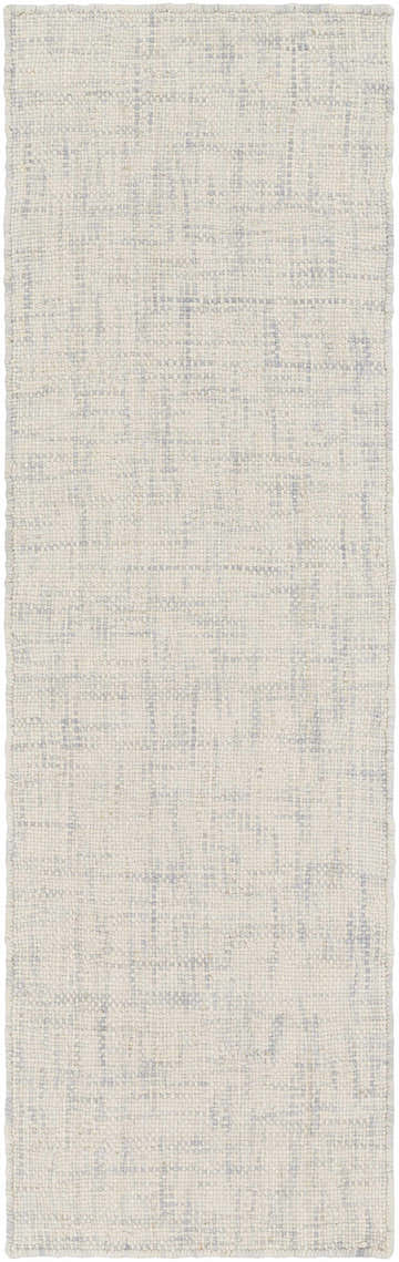 Close-up of the hand woven Perdido Area Carpet. Gray and ivory wool rug with a subtle geometric pattern. Design-Runner-268