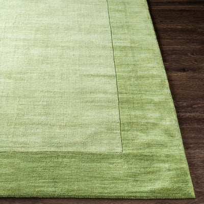 Bordered Solid Green Wool Rug