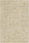 Detailed texture of the Pharr Wool & Faux Silk Rug in light beige, cream, and sage. Traditional oriental design. Design-Rectangle-576