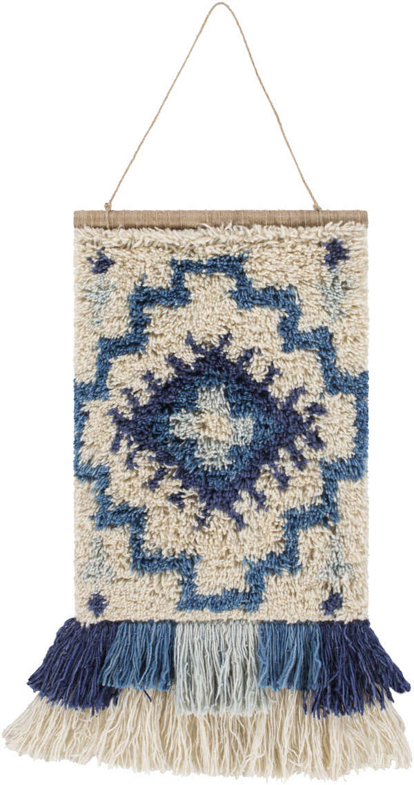 Philomont Ivory and Blue Geometric Wall Hanging - Clearance