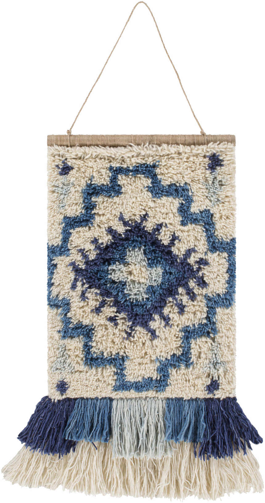 Philomont Ivory and Blue Geometric Wall Hanging