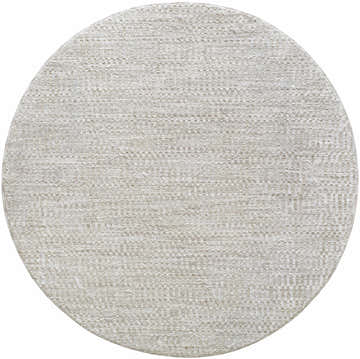 Close up of a round Pabla Light Gray Area Rug showing its subtle woven texture and light gray color. Design-Round-53