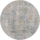 Round Pialba Thick Luxe Abstract Smokey Rug with dusty sage, light blue, and taupe abstract pattern. Design-Round-53