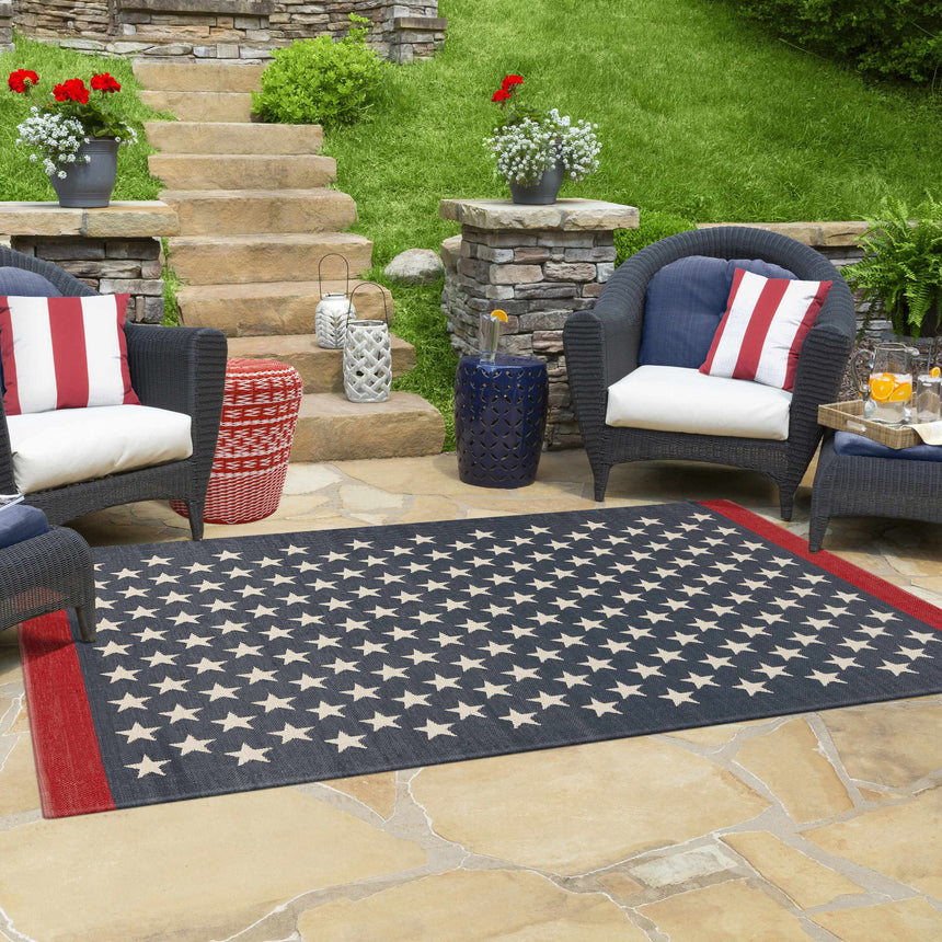 Navy Ceramic Outdoor Stool Table