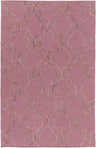 Close-up of the Pickrell Area Carpet. Hand-woven wool rug in rose with a beige quatrefoil pattern. Farmhouse style. Design-Rectangle-576