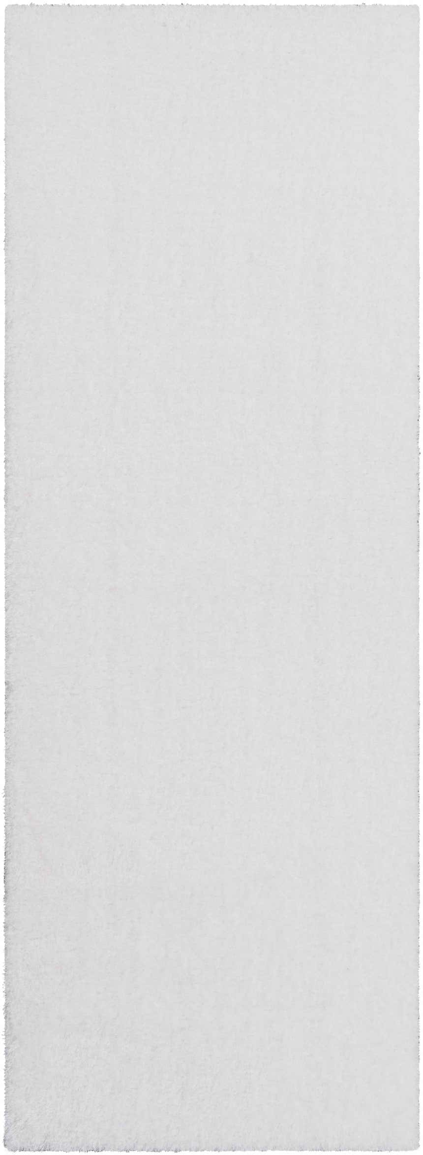 Close-up of a white, plush Piedmont Area Rug. Shag style, machine woven, 100% polyester. Design-Runner-2773