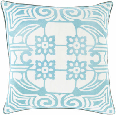 Pierz Turquoise Floral Geometric Accent Pillow - Clearance