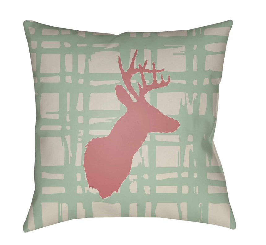 Pitogo Deer Silhouette Plaid Throw Pillow