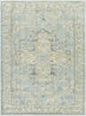 Close-up of the Akshay Beige Thick Luxe Area Rug, showcasing its traditional pattern and soft beige, blue, and gray tones. Design-Rectangle-6792