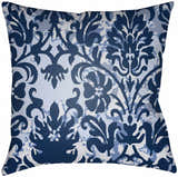 Polloc Blue Damask Floral Outdoor Throw Pillow