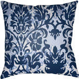 Polloc Blue Damask Floral Outdoor Throw Pillow