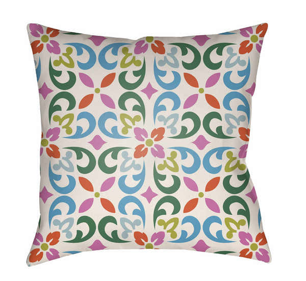 Pili Floral Scroll Accent Outdoor Pillow