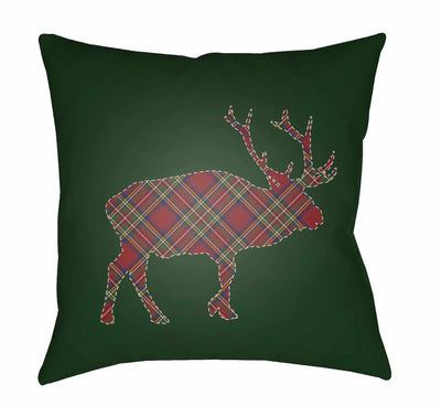 Pemberwick Plaid Reindeer Silhouette Throw Pillow