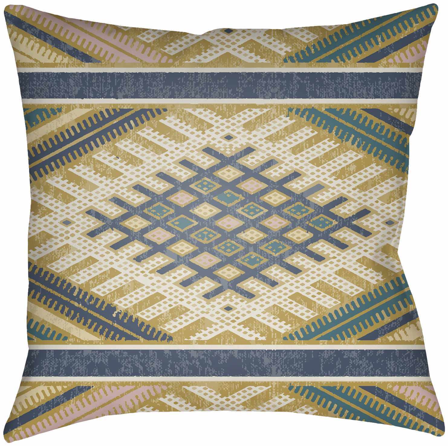 Pandan Geometric Aztec Outdoor Throw Pillow