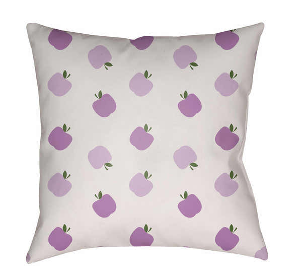 Kids Purple Apple Pattern Outdoor Throw Pillow