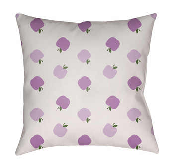Kids Purple Apple Pattern Outdoor Throw Pillow
