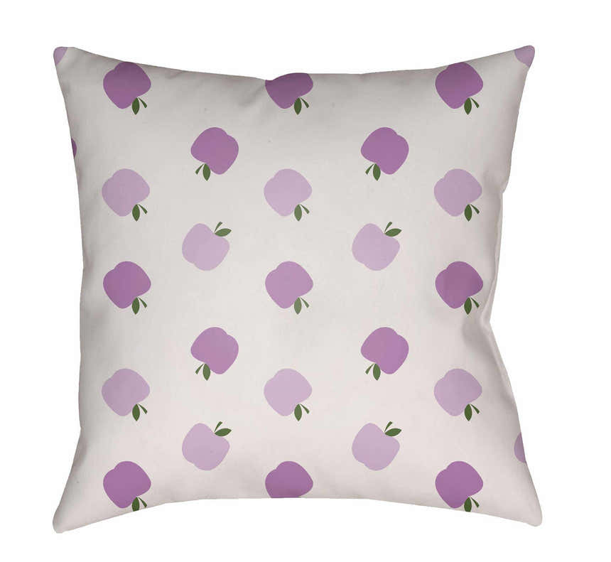 Kids Purple Apple Pattern Outdoor Throw Pillow
