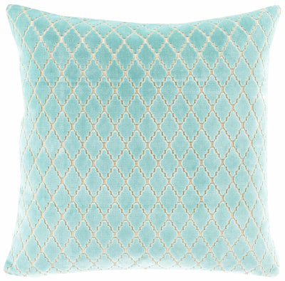 Ponteland Aqua Trellis Pattern Throw Pillow - Clearance