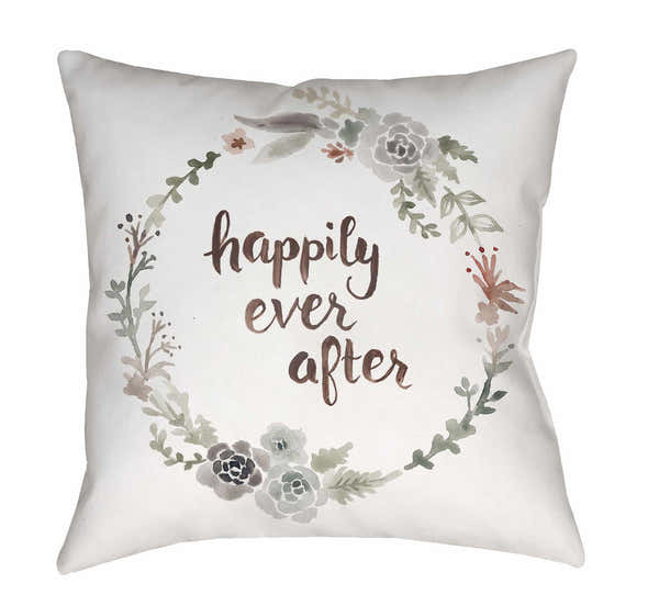 Panitan Floral Wreath Script Accent Outdoor Pillow