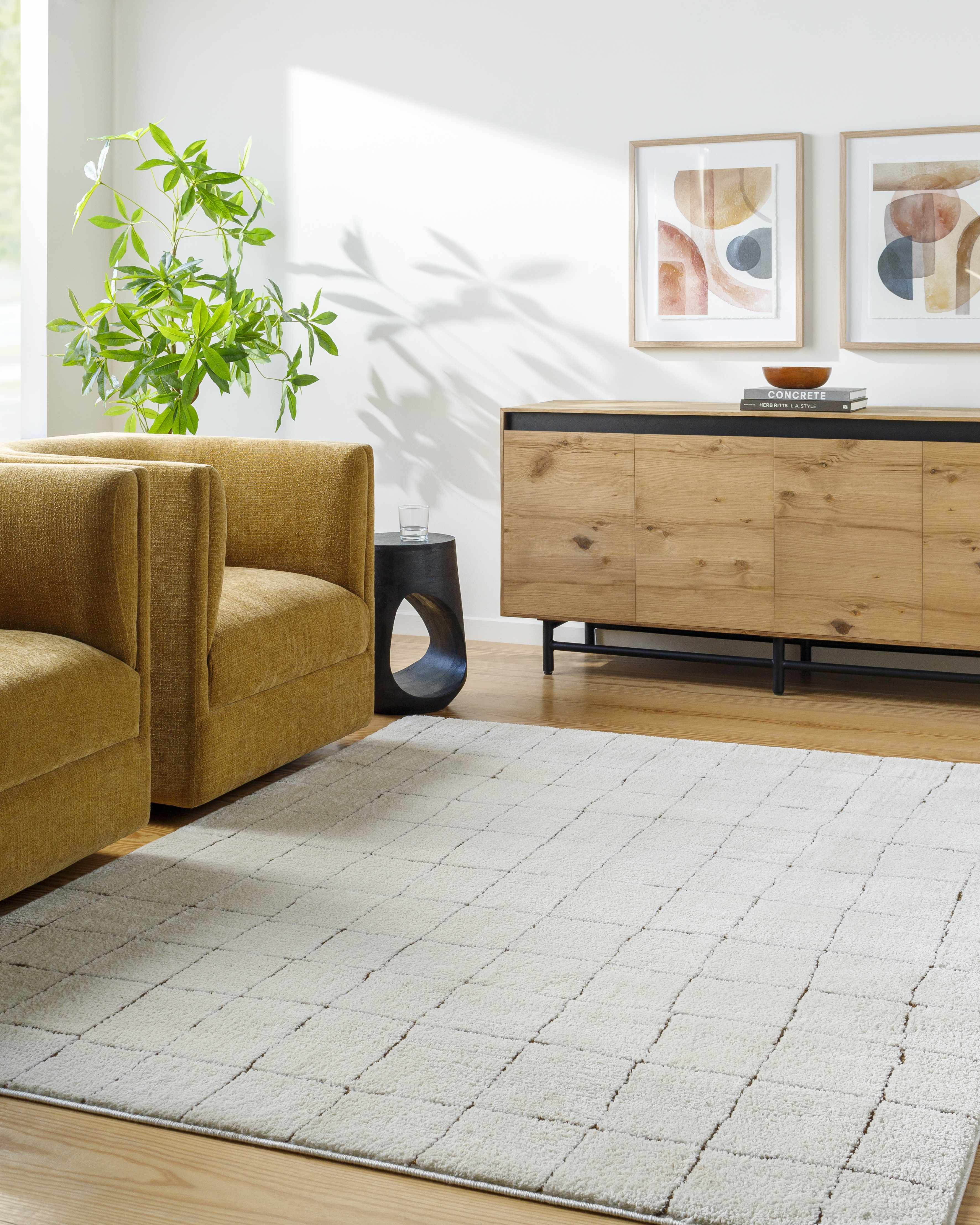 Cascade Ivory Modern Grid Rug by Our PNW Home x Livabliss