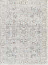 Livabliss x Our PNW Home Olympic Damask Light Blue Rug with cream, gray, and brown traditional damask pattern. Design-Rectangle-537