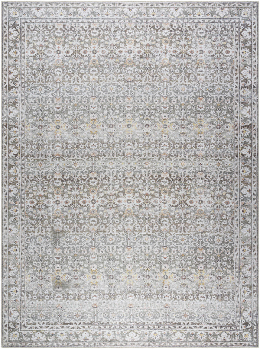 Our PNW Home Rainier Damask Brown Washable Rug