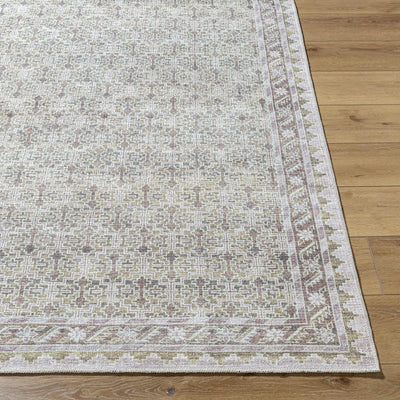 Rainier Damask Tan Washable Rug - ourpnwhome x Livabliss