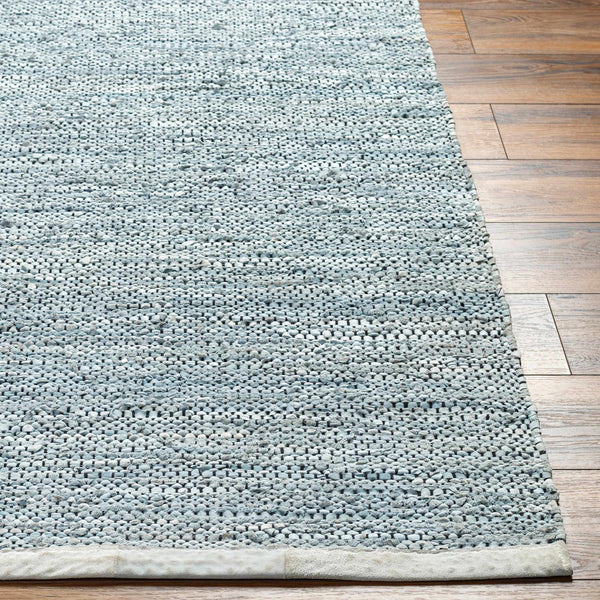 Aneko Cream Handwoven Leather Rag Carpet