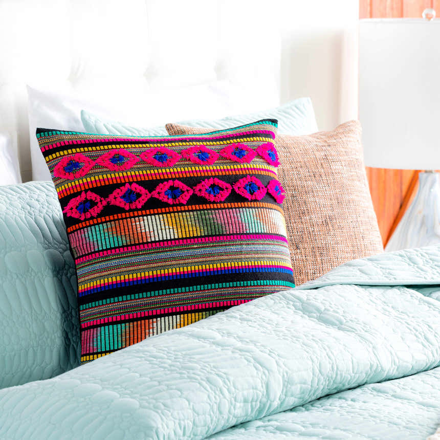 Pogonsili Vibrant Geometric Stripes Accent Pillow - Clearance