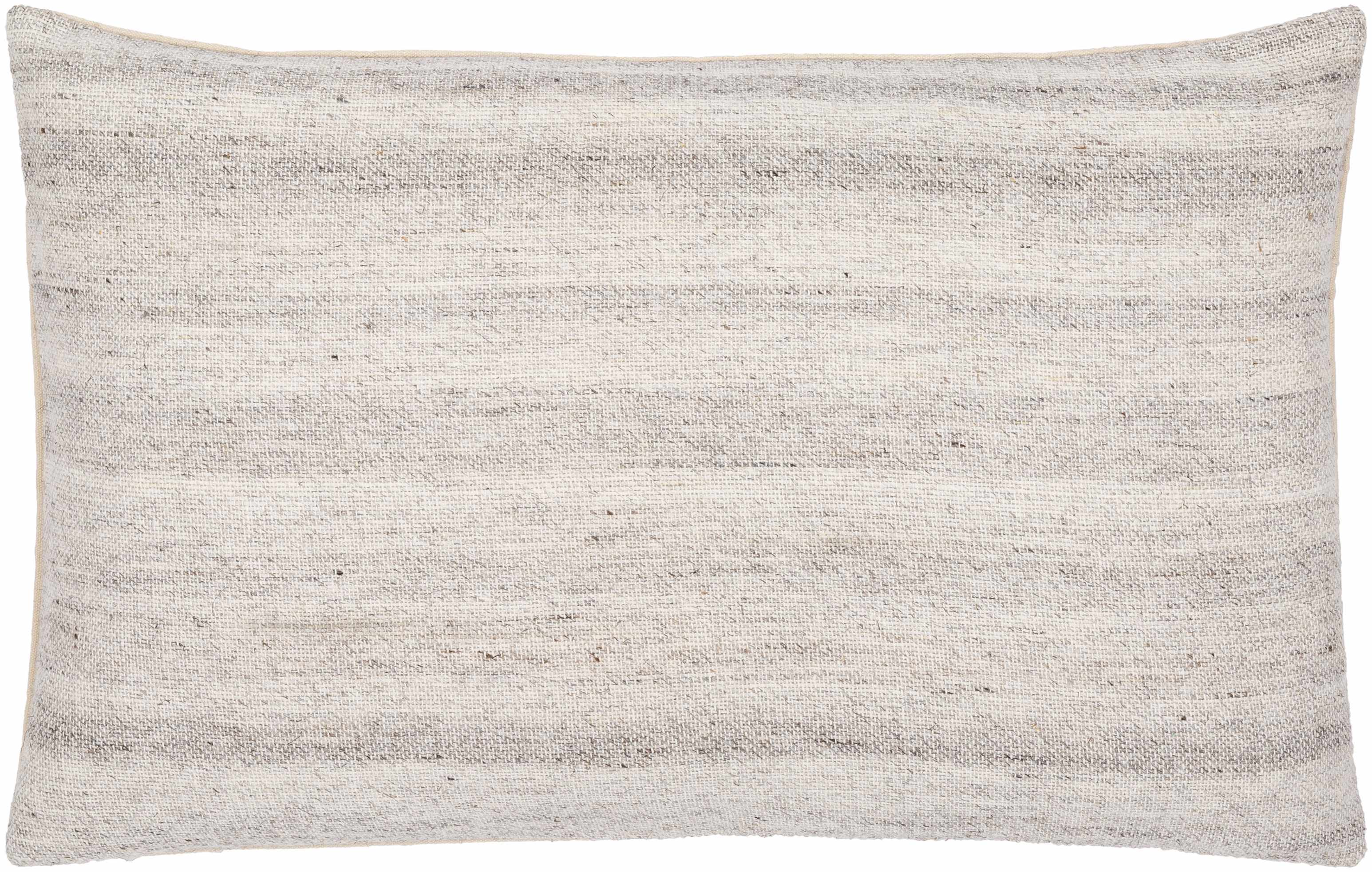 Reverse side of Portumna Light Gray Square Throw Pillow, focusing on underside structure and material.Transitional,Traditional Throw PillowsBacking  14"H x 22"W Lumbar Pillow Cover