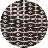 Close-up of the Potsdam Area Rug. Dark brown wool rug with a geometric, white pattern. Hand woven rug texture. Design-Round-8