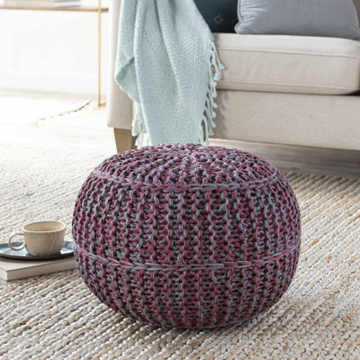 Penamacor Burgundy Knitted Pouf