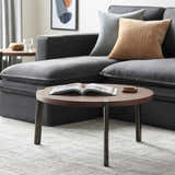 Palasbari Round Walnut Metal Coffee Table