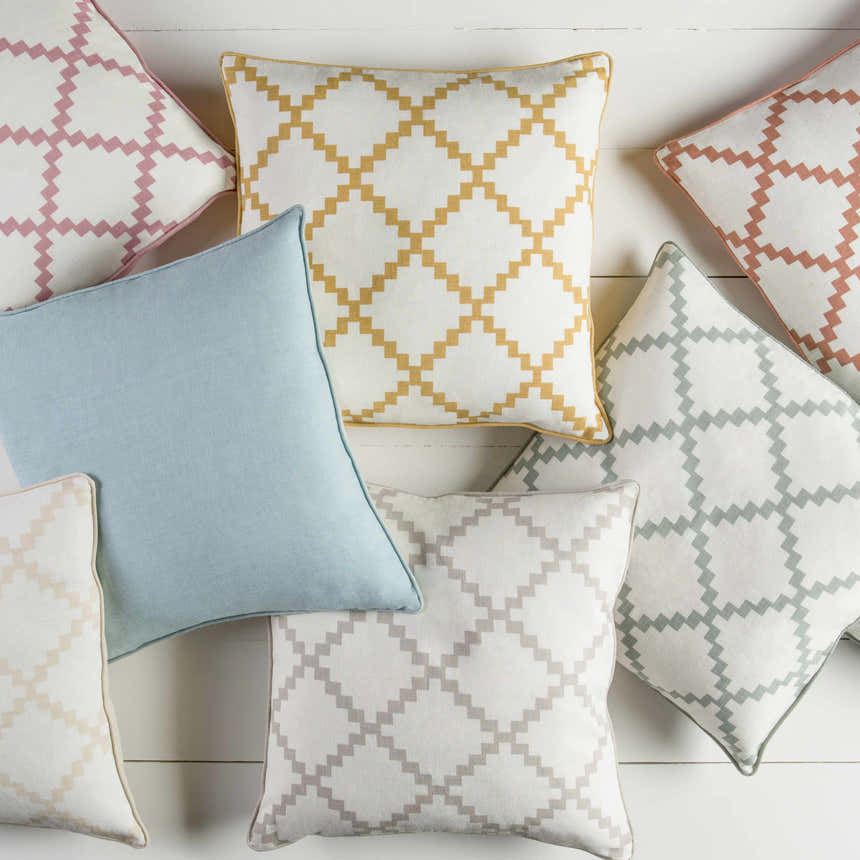 Artemas Beige Diamond White Throw Pillow - Clearance