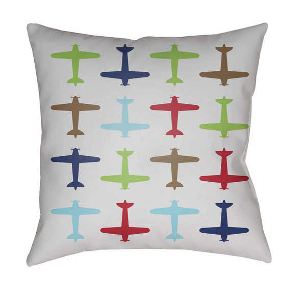 Boys Airplane Decorative Nursery Red Outdoor Throw Pillow