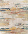 Abstract Pearces Area Rug with cream, gray, mustard, olive, peach, and saffron hues. Contemporary style. Design-Rectangle-71010