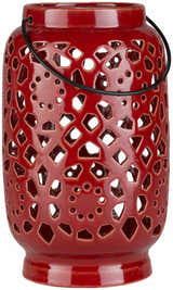 Parkerton Red Geometric Outdoor Ceramic Lantern