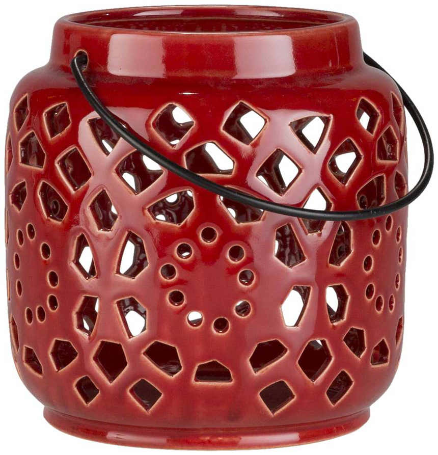 Parkerton Red Geometric Outdoor Ceramic Lantern