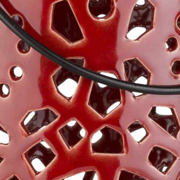 Parkerton Red Geometric Outdoor Ceramic Lantern