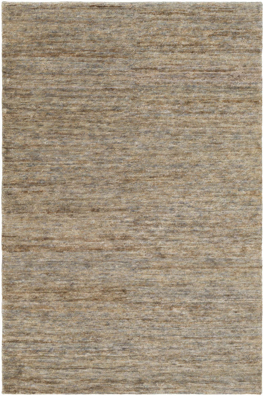 Close-up of the gray Provencal Jute Rug showing its hand-knotted texture and subtle horizontal pattern. Design-Rectangle-576