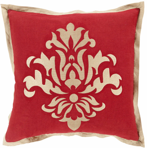 Prosperity Red Damask Square Accent Pillow - Clearance