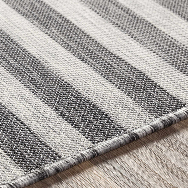 Bongaree Black&Gray Striped Flatweave Carpet - Clearance
