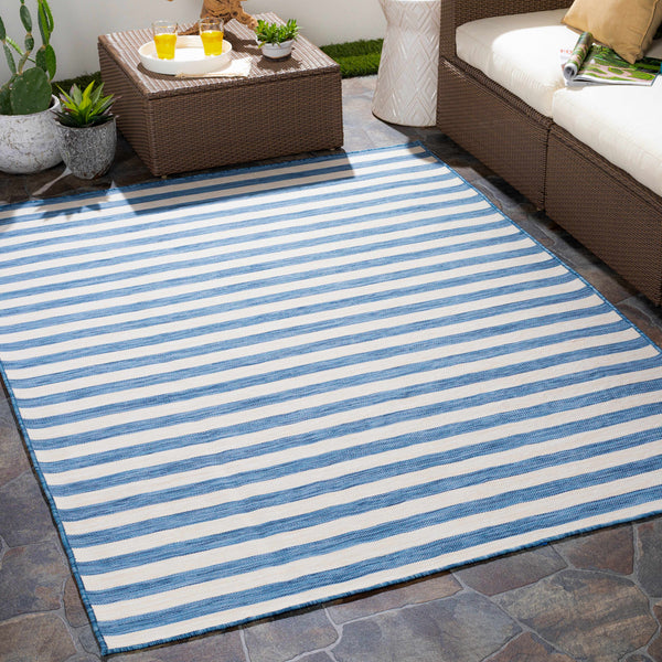 Bongaree Blue Striped Outdoor Carpet - Clearance