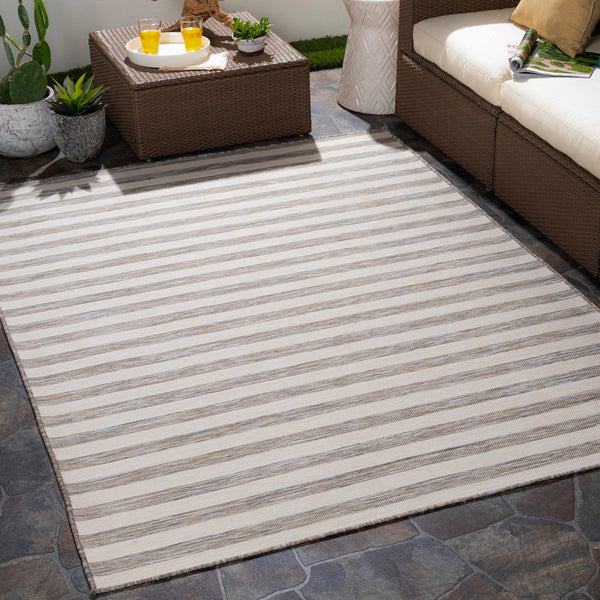 Bongaree Gray Striped Outdoor Carpet - Clearance