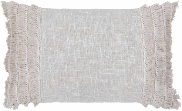 Pototan Light Gray Fringe Texture Throw Pillow - Clearance