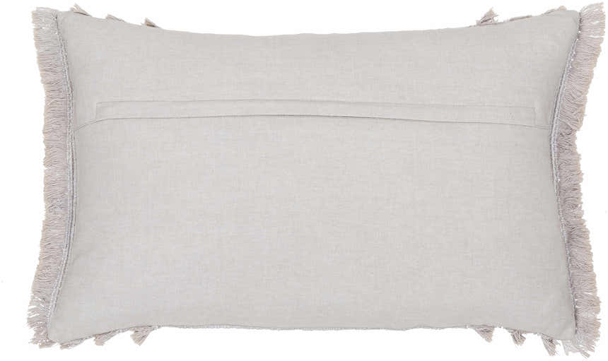 Pototan Light Gray Fringe Texture Throw Pillow - Clearance