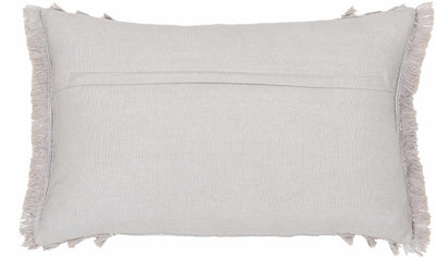 Pototan Light Gray Fringe Texture Throw Pillow - Clearance