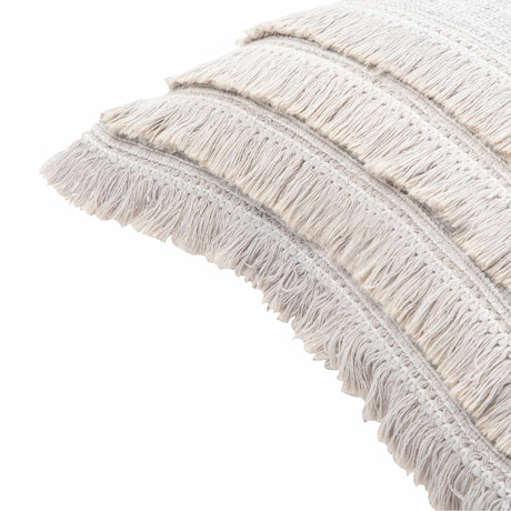 Pototan Light Gray Fringe Texture Throw Pillow - Clearance