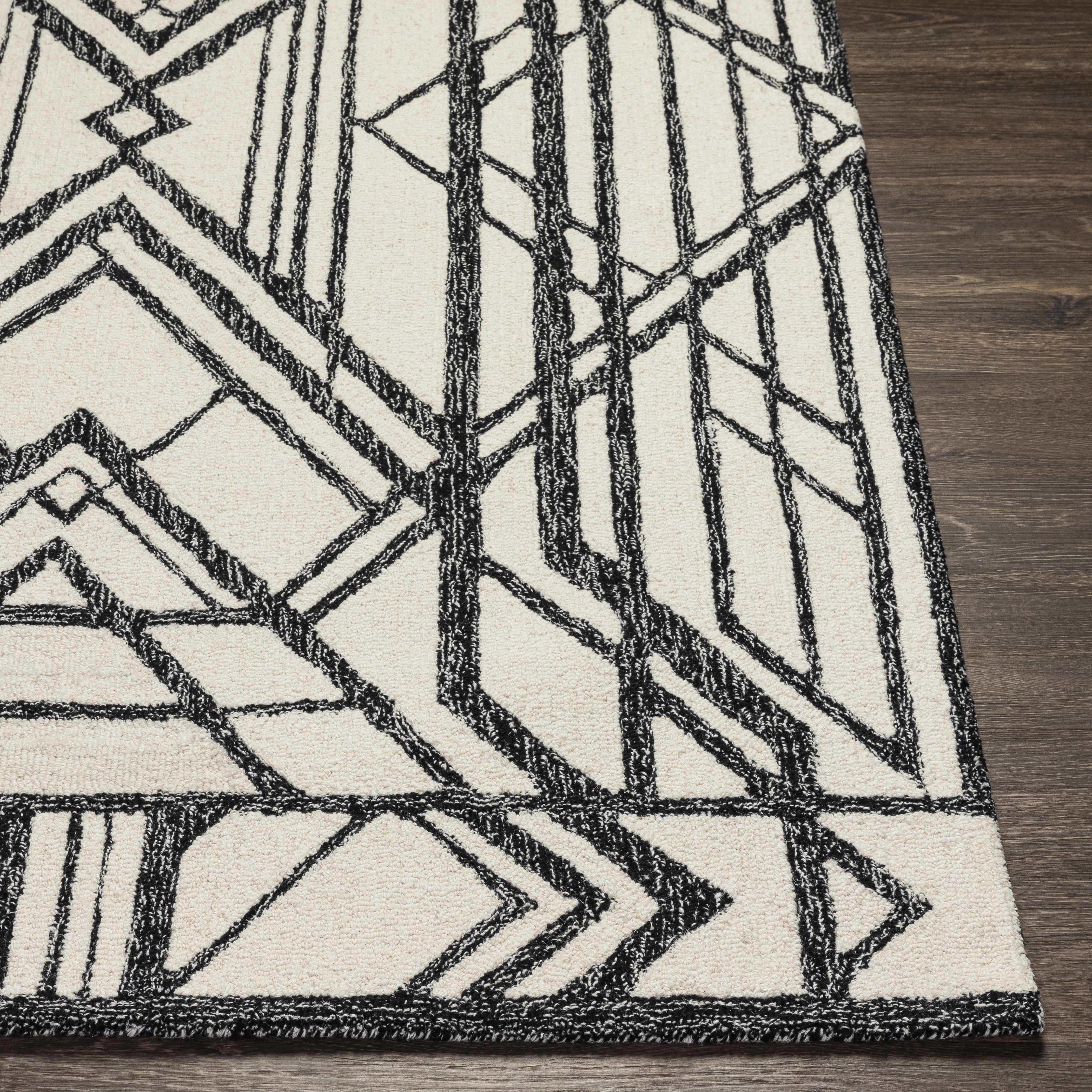 Straight-on shot of Pottsgrove Area Rug - Clearance, providing a full look at the design. Contemporary Area Rug Backing Canvas 
